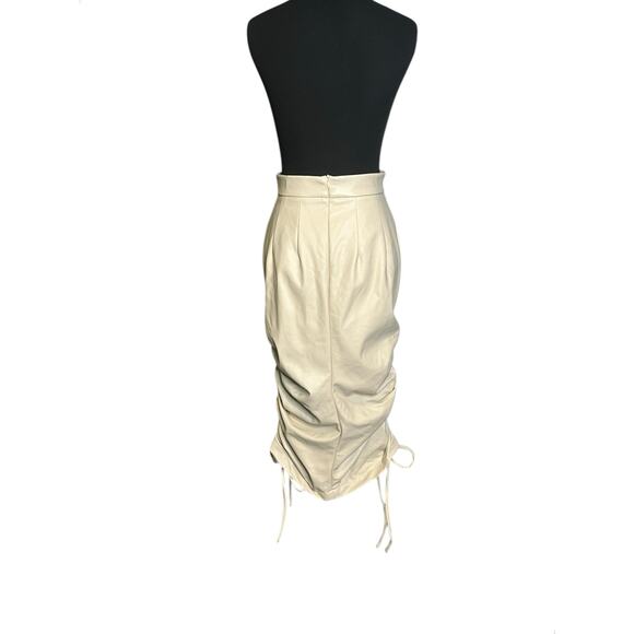 The Brand Label tan faux leather ruched midi skirt size small - Picture 13 of 16